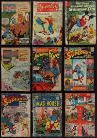 4s0175 LOT OF 9 COMIC BOOKS WITH CUT FRONT OR BACK COVERS 1950s-1960s Batman, Superman & more!