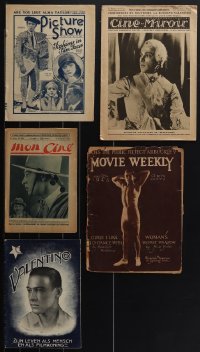 4s0433 LOT OF 5 NON-US MOVIE MAGAZINES WITH RUDOLPH VALENTINO COVERS 1920s Picture Show & more!