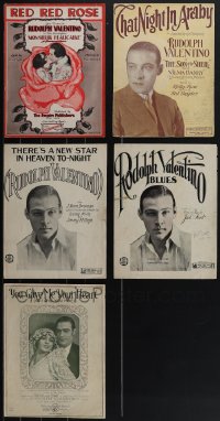 4s0517 LOT OF 5 RUDOLPH VALENTINO SHEET MUSIC 1920s Monsieur Beaucaire, Son of the Sheik & more!