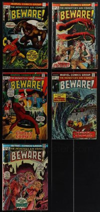 4s0196 LOT OF 5 BEWARE COMIC BOOKS 1970s cool Marvel Comics horror stories!