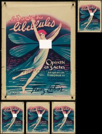 4s0940 LOT OF 6 UNFOLDED LA DANSE DES LIBELLULES FRENCH STAGE POSTERS 1926 great fairy artwork!