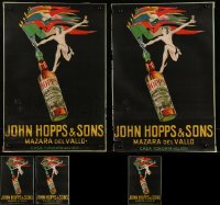 4s0637 LOT OF 5 UNFOLDED JOHN HOPPS & SONS ITALIAN ADVERTISING POSTERS 1940s art of nude Mercury!