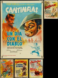 4s0942 LOT OF 5 UNFOLDED MEXICAN POSTERS R1950s-1960s great art of Cantinflas & Tin Tan!