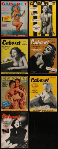 4s0430 LOT OF 7 CABARET SEXPLOITATION MAGAZINES 1950s filled with sexy images & articles!