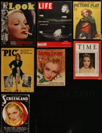 4s0130 LOT OF 7 MAGAZINES WITH MARLENE DIETRICH COVERS 1930s-1950s great images & information!