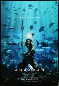 4s1034 LOT OF 5 UNFOLDED DOUBLE-SIDED 27X40 AQUAMAN TEASER ONE-SHEETS 2018 superhero Jason Momoa!