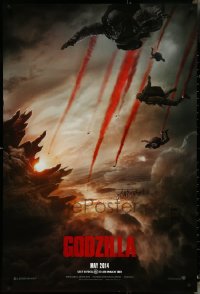 4s1024 LOT OF 5 UNFOLDED DOUBLE-SIDED 27X40 GODZILLA TEASER ONE-SHEETS 2014 cool skydiving image!