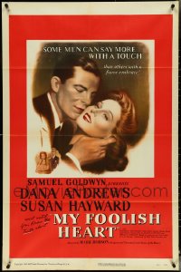 4s0287 LOT OF 9 FOLDED MY FOOLISH HEART ONE-SHEETS 1950 Dana Andrews & Susan Hayward romantic c/u!