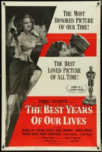 4s1035 LOT OF 5 TRI-FOLDED BEST YEARS OF OUR LIVES R54 ONE-SHEETS R1954 sexy Virginia Mayo!