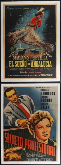 4s0035 LOT OF 5 LINENBACKED MEXICAN POSTERS 1950s great images from a variety of different movies!