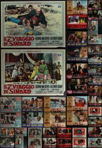 4s0665 LOT OF 69 FORMERLY FOLDED ITALIAN 19X27 PHOTOBUSTAS 1950s-1970s a variety of movie images!