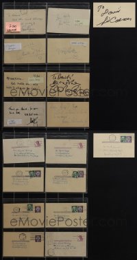 4s0881 LOT OF 9 SIGNED POSTCARDS 1960s Charles Boyer, Sid Caeasr, Rudy Vallee & several others!