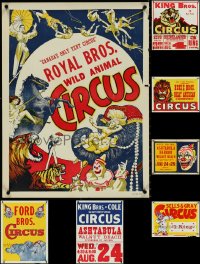 4s0044 LOT OF 7 FORMERLY FOLDED CIRCUS POSTERS 1950s-1960s great art of clowns & animals!