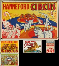 4s0045 LOT OF 5 FORMERLY FOLDED CIRCUS POSTERS 1940s-1950s great art of clowns & animals!