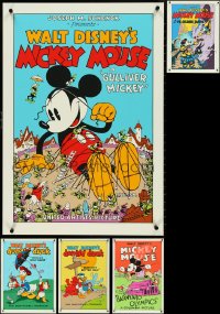 4s0947 LOT OF 5 UNFOLDED 1980S WALT DISNEY ART PRINTS 1980s Mickey Mouse & Donald Duck cartoons!