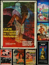 4s0136 LOT OF 9 FOLDED NON-US POSTERS 1960s-1990s a variety of cool movie images!