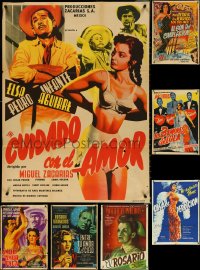 4s0534 LOT OF 7 FOLDED MEXICAN POSTERS 1950s great images from a variety of different movies!