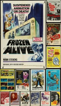 4s0271 LOT OF 15 FOLDED HORROR/SCI-FI ONE-SHEETS 1950s-1970s great images from a variety of movies!