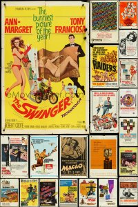 4s0231 LOT OF 67 FOLDED 1960S ONE-SHEETS 1960s great images from a variety of different movies!