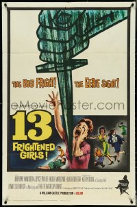 4t0951 13 FRIGHTENED GIRLS 1sh 1963 William Castle, screaming women, big fright, eerie sight!