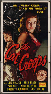 4t0243 CAT CREEPS 3sh R1951 sexy Lois Collier, unseen killer takes his nightly toll, ultra rare!