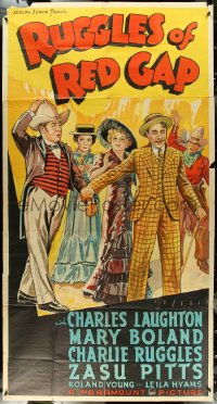 4t0257 RUGGLES OF RED GAP 3sh 1935 art of Charles Laughton, Mary Boland, Charlie & Zasu Pitts, rare!