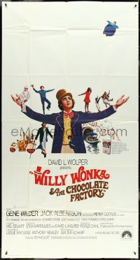 4t0262 WILLY WONKA & THE CHOCOLATE FACTORY int'l 3sh 1971 Gene Wilder, it's scrumdidilyumptious!