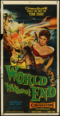 4t0263 WORLD WITHOUT END 3sh 1956 incredible Reynold Brown art hurls you into the year 2508!