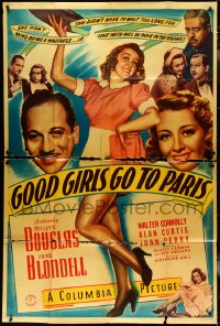 4t0232 GOOD GIRLS GO TO PARIS 40x60 1939 sexy waitress Joan Blondell & Melvyn Douglas, ultra rare!