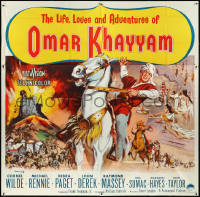 4t0234 LIFE, LOVES & ADVENTURES OF OMAR KHAYYAM 6sh 1957 cool art of Cornel Wilde on horseback!