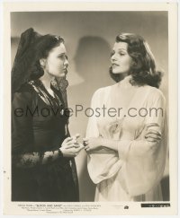 4t1439 BLOOD & SAND 8.25x10 still 1941 great c/u of sexy Rita Hayworth & worried Linda Darnell!