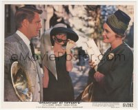 4t1446 BREAKFAST AT TIFFANY'S color 8x10 still 1961 Audrey Hepburn between Peppard & Patricia Neal!