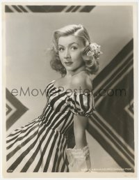 4t1509 GLORIA GRAHAME 7.75x10.25 still 1952 great sexy portrait modeling a cool striped dress!