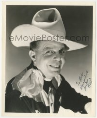 4t1524 HOOT GIBSON signed 8x10 still 1940s head & shoulders portrait of the cowboy star wearing hat!