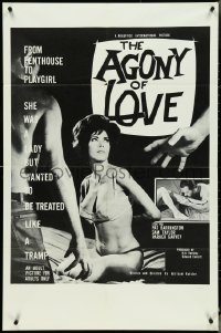 4t0957 AGONY OF LOVE 1sh 1966 Rotsler, sexy Pat Barrington, from Penthouse to Playgirl, rare!