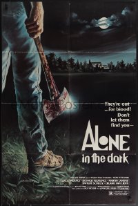 4t0961 ALONE IN THE DARK 1sh 1982 great D.F. Henderson axe murderer horror art!