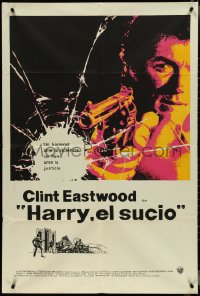 4t0227 DIRTY HARRY Argentinean 1972 great art of Clint Eastwood pointing gun, Harry, el sucio!