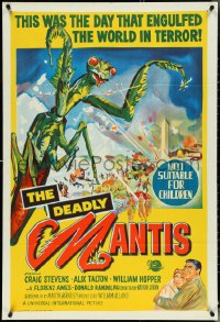 4t0417 DEADLY MANTIS Aust 1sh 1957 classic art of giant insect attacking Washington D.C.!