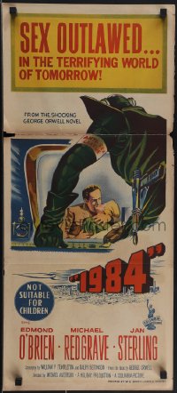 4t0442 1984 Aust daybill 1959 art of Edmond O'Brien & Jan Sterling, George Orwell, rare!