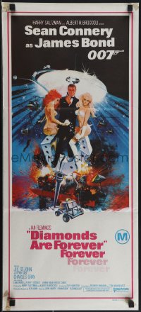 4t0460 DIAMONDS ARE FOREVER Aust daybill 1971 art of Connery as James Bond by Robert McGinnis!