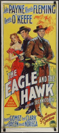 4t0463 EAGLE & THE HAWK Aust daybill 1950 John Payne, Rhonda Fleming, Richardson Studio, ultra rare!