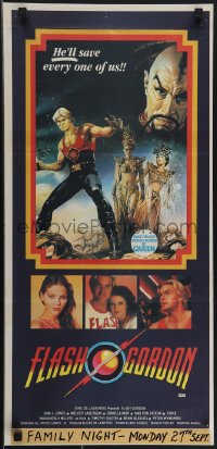 4t0468 FLASH GORDON Aust daybill 1981 Casaro art of Jones, Anderson, sexy Ornella Muti & Von Sydow!