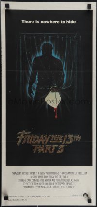 4t0470 FRIDAY THE 13th PART 3 - 3D Aust daybill 1982 slasher sequel, Jason stabbing through shower!