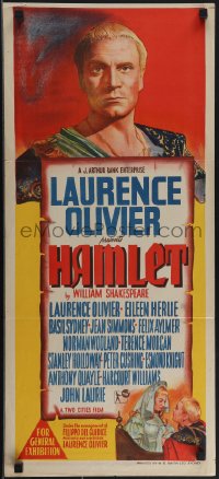 4t0479 HAMLET Aust daybill 1949 Laurence Olivier in William Shakespeare classic, Best Picture winner!