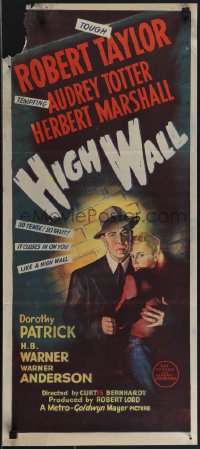 4t0481 HIGH WALL Aust daybill 1948 film noir art of Robert Taylor & Audrey Totter, ultra rare!