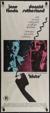 4t0487 KLUTE Aust daybill 1971 Donald Sutherland & call girl Jane Fonda, different & ultra rare!