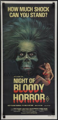 4t0496 NIGHT OF BLOODY HORROR Aust daybill 1970s Gerald McRaney, how much shock can you stand!