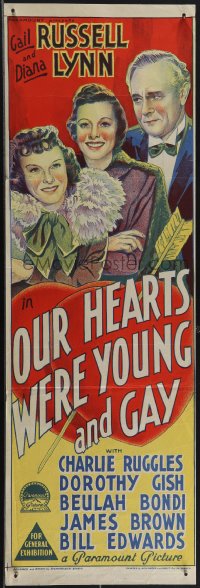 4t0505 OUR HEARTS WERE YOUNG & GAY Aust daybill 1944 wonderful Richardson Studio art, ultra rare!