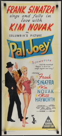 4t0506 PAL JOEY Aust daybill 1957 different art of Frank Sinatra with sexy Kim Novak!