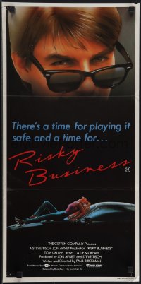 4t0511 RISKY BUSINESS Aust daybill 1983 classic close up artwork image of Tom Cruise in cool shades!